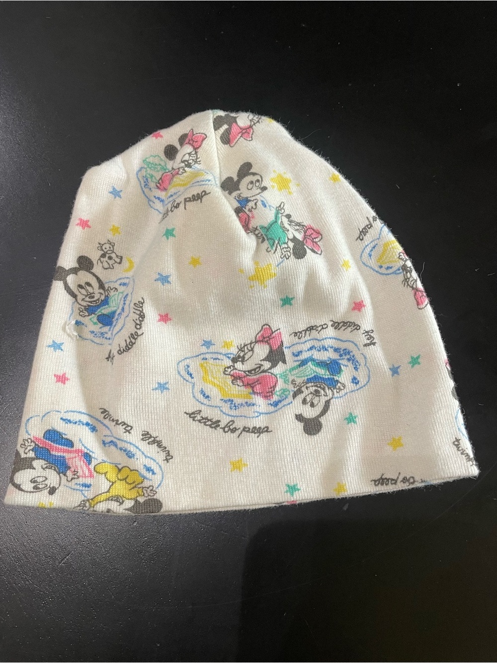 Vintage 80s 90s disney mickey minnie newborn hat cap knit beanie infant